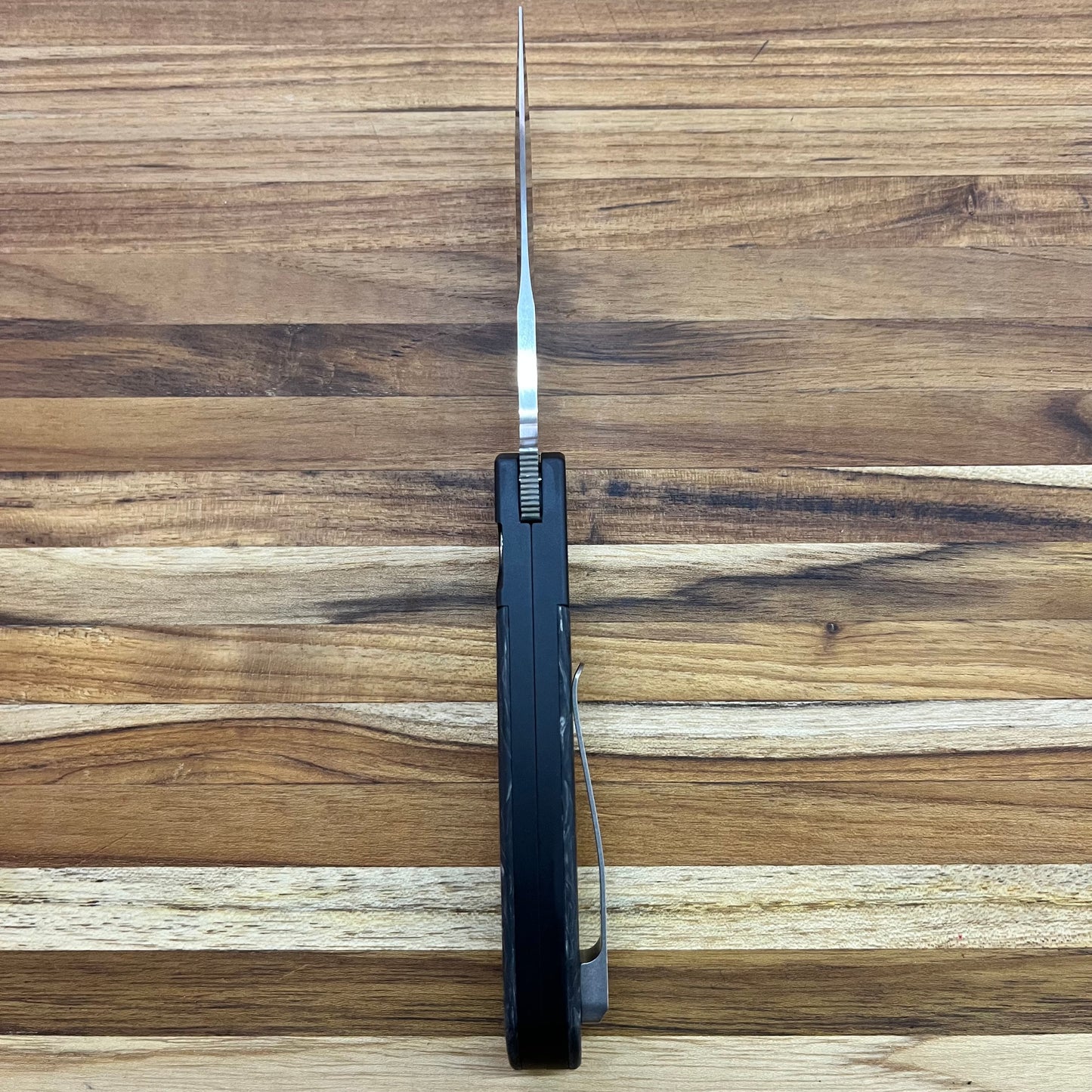 Pro-Tech Terzuola ATCF Custom 3.5" Auto w/ Black Dark Matter FatCarbon Handle & Black Lip Pearl Button