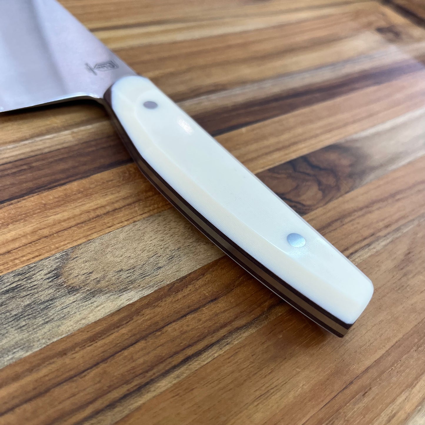 Patterson Forge Semi-Custom 200mm (8") Chef's Knife w/ White Linen & Vintage Micarta Handle