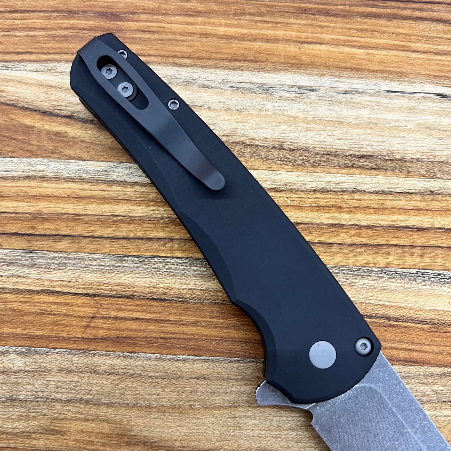 Pro-Tech Malibu 3.25" Flipping Knife w/ Acid Wash Blade & Black Aluminum Handle