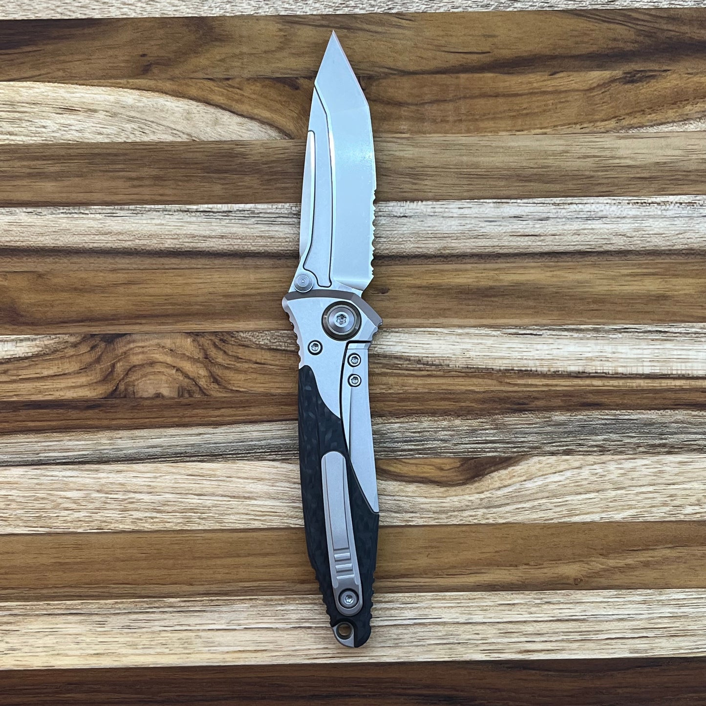 Microtech Socom Bravo Mini T/E 3.5" Bead Blast P/S Folding Knife w/ TI Pivot & Titanium/Carbon Fiber Handle