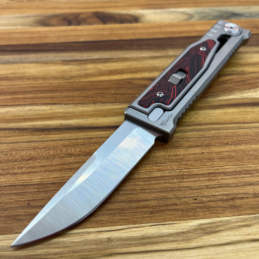 Reate EXO-M 3.25" Drop Point Gravity Knife w/ Red & Black Handle