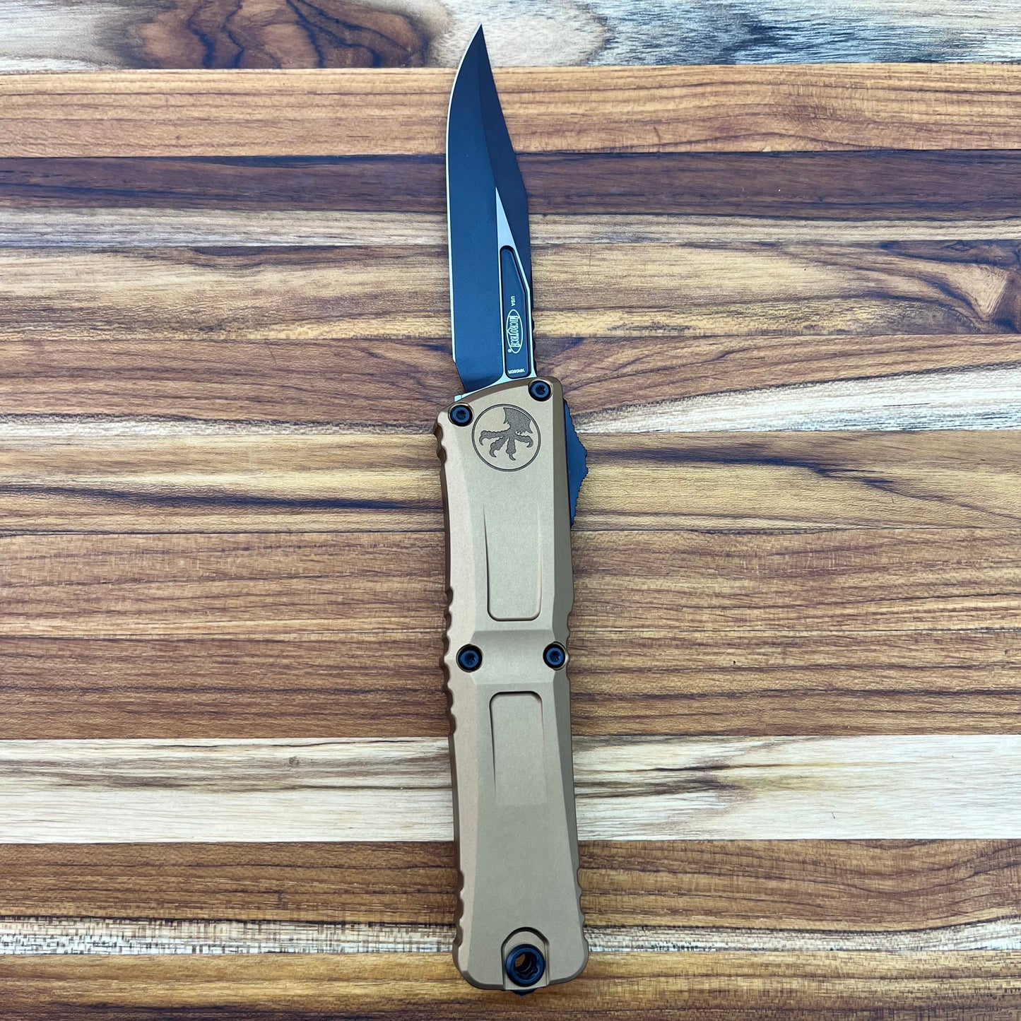 Microtech Combat Troodon Gen III Bowie 4" OTF w/ Tan Aluminum Handle