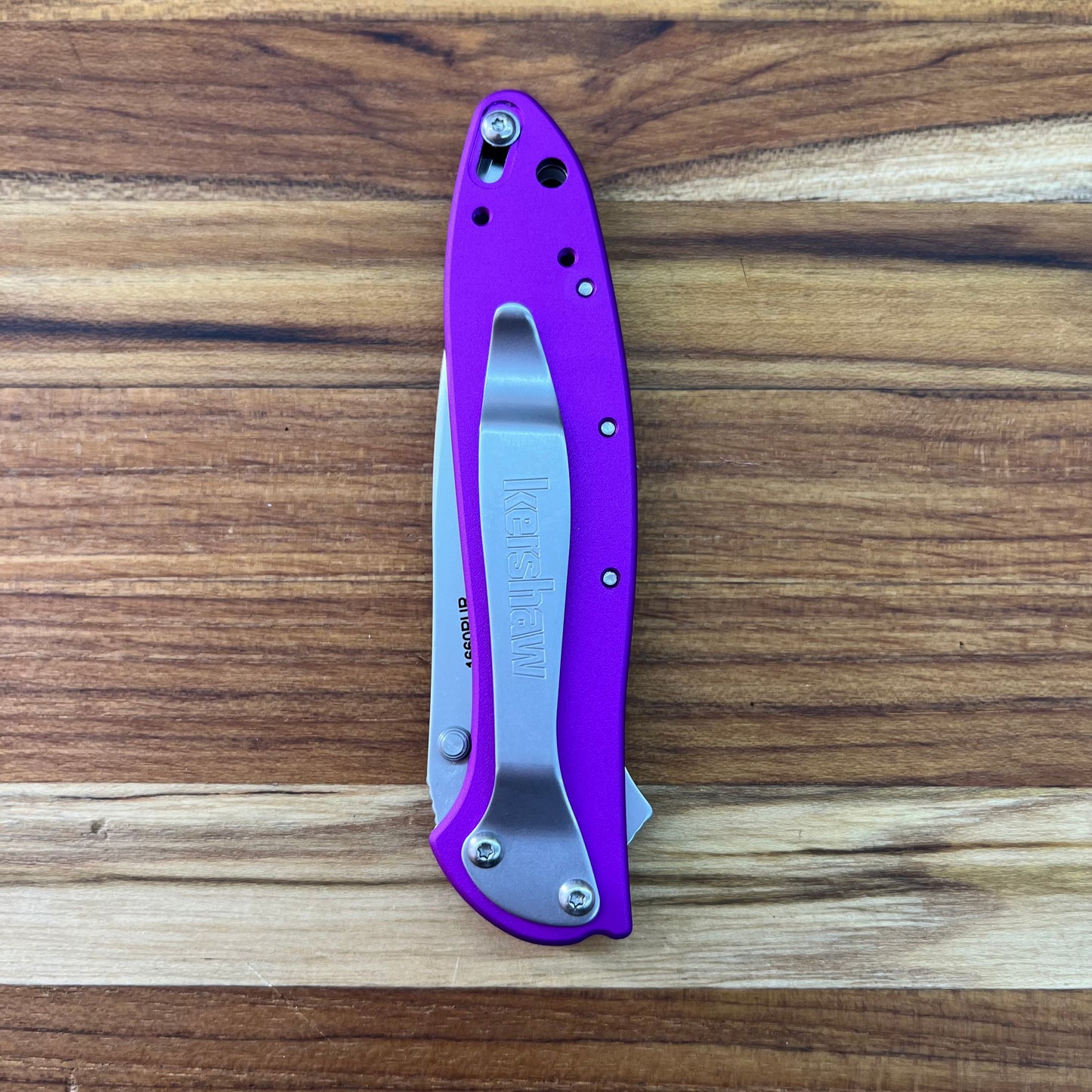 Kershaw Leek 3" Flipping Knife w/ Purple Aluminum Handle