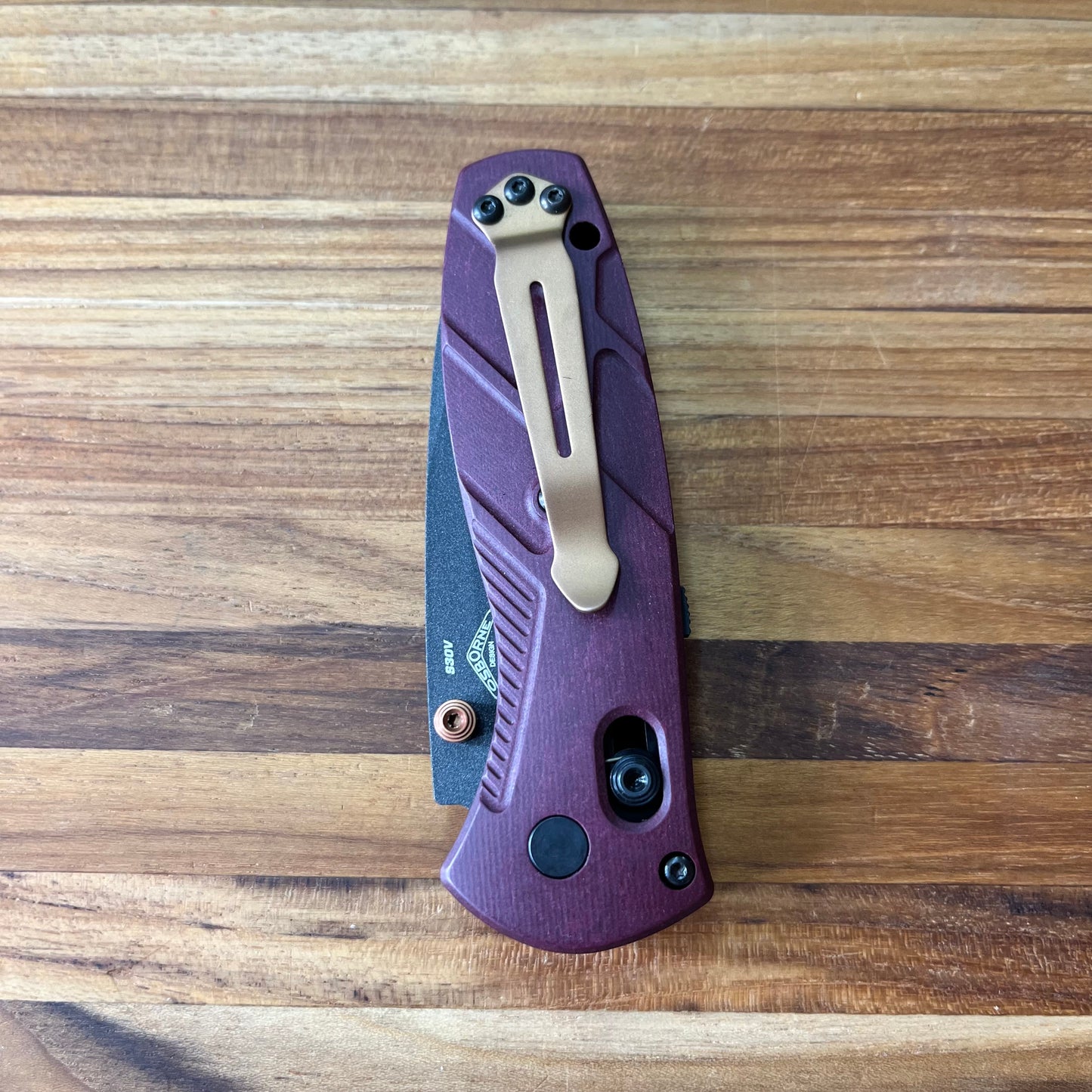 Benchmade Mini Barrage 3” Folding Knife w/ Redstone Richlite Handle