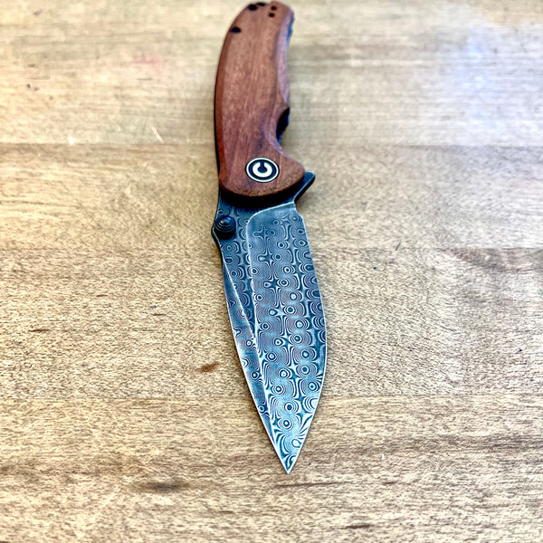 Civivi Pintail 2.97" Damascus Flipper Knife w/ Cuibourtia Wood Handle