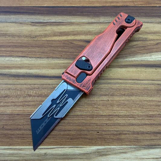 Reate Exo-U Gravity 2.5" Utility Knife w/ Distressed Orange Handle