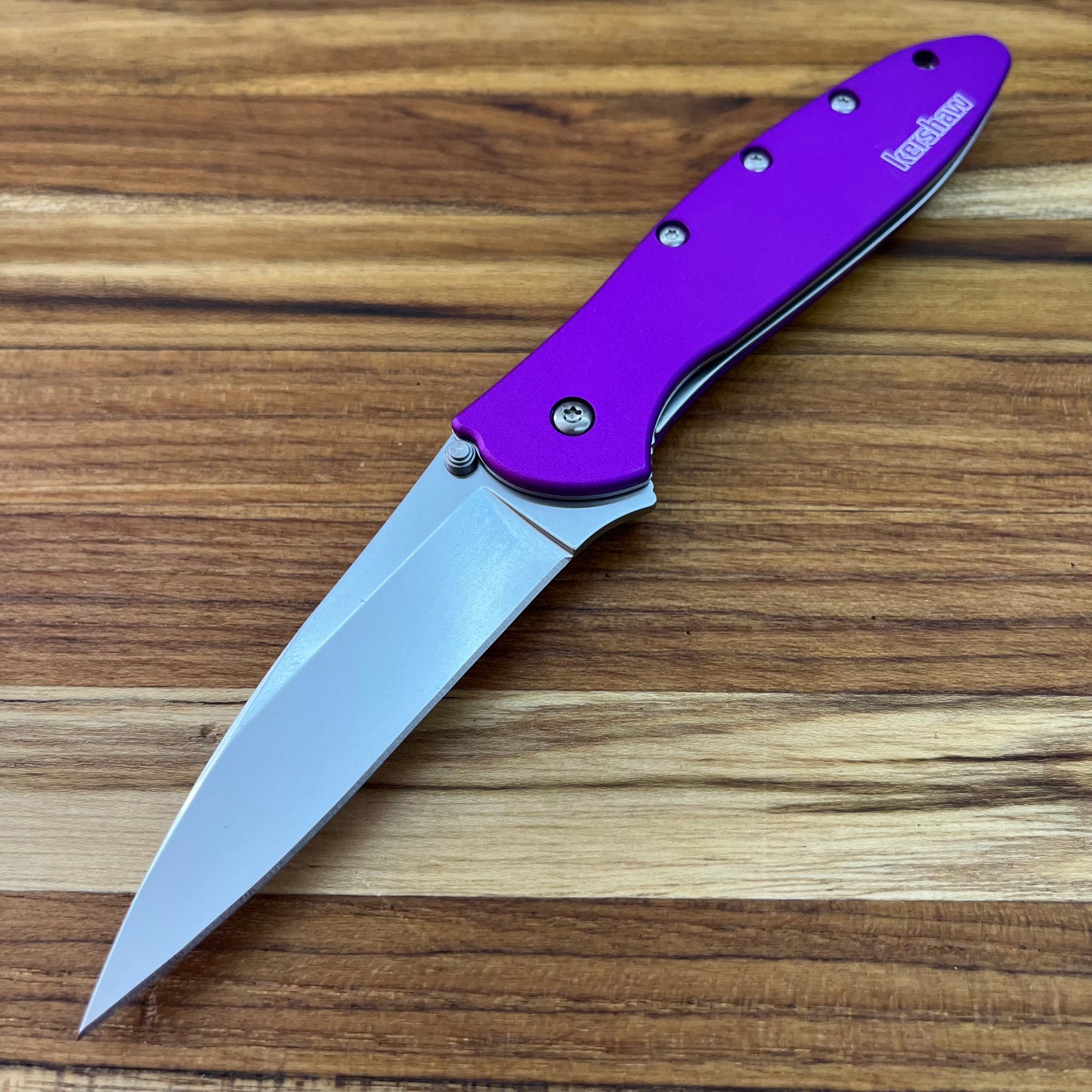 Kershaw Leek 3" Flipping Knife w/ Purple Aluminum Handle