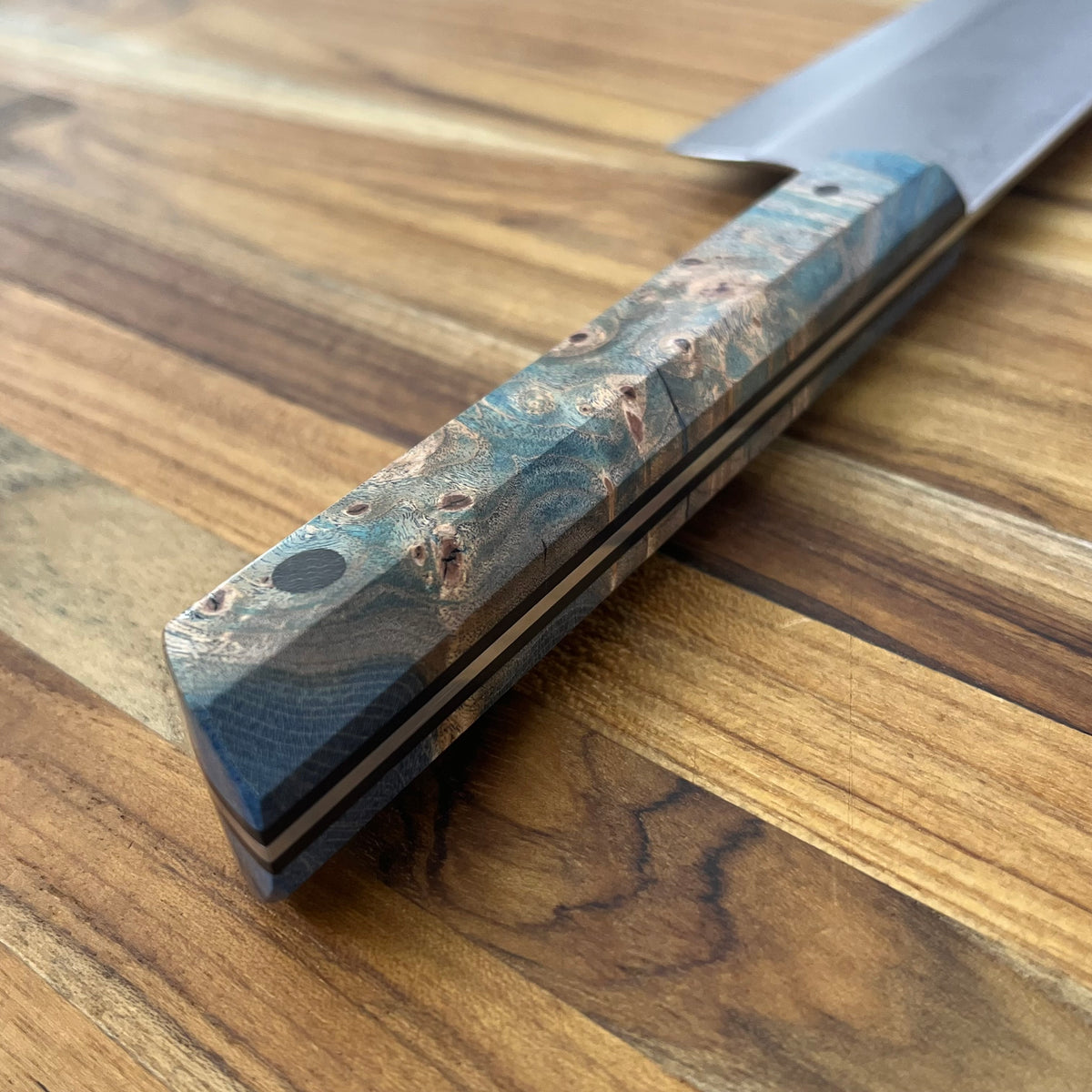 Running Man Forge Ready Series 210mm (8.25") Gyuto w/ Blue Maple Burl Handle