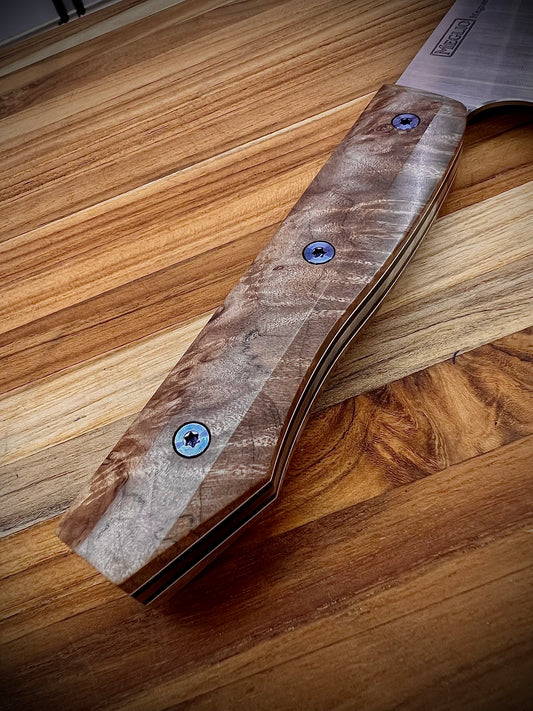 Meglio Semi-Custom 10" Satin Western Chef's Knife w/ Maple Burl Handle