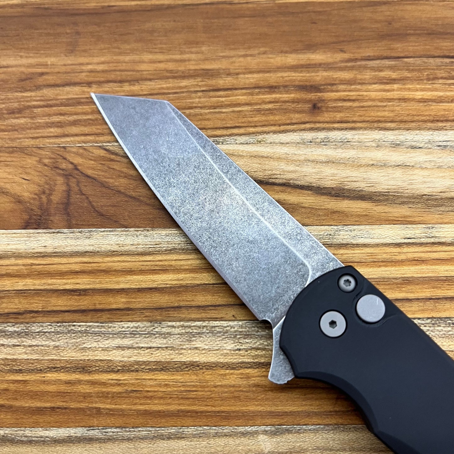Pro-Tech Malibu 3.25" Flipping Knife w/ Acid Wash Blade & Black Aluminum Handle