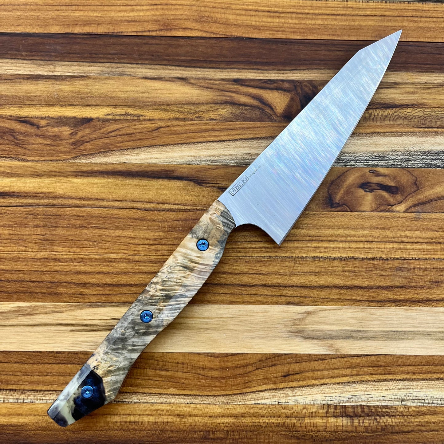 Meglio Semi-Custom 5.25" Satin Petty w/ Box Elder Wood and Resin Handle