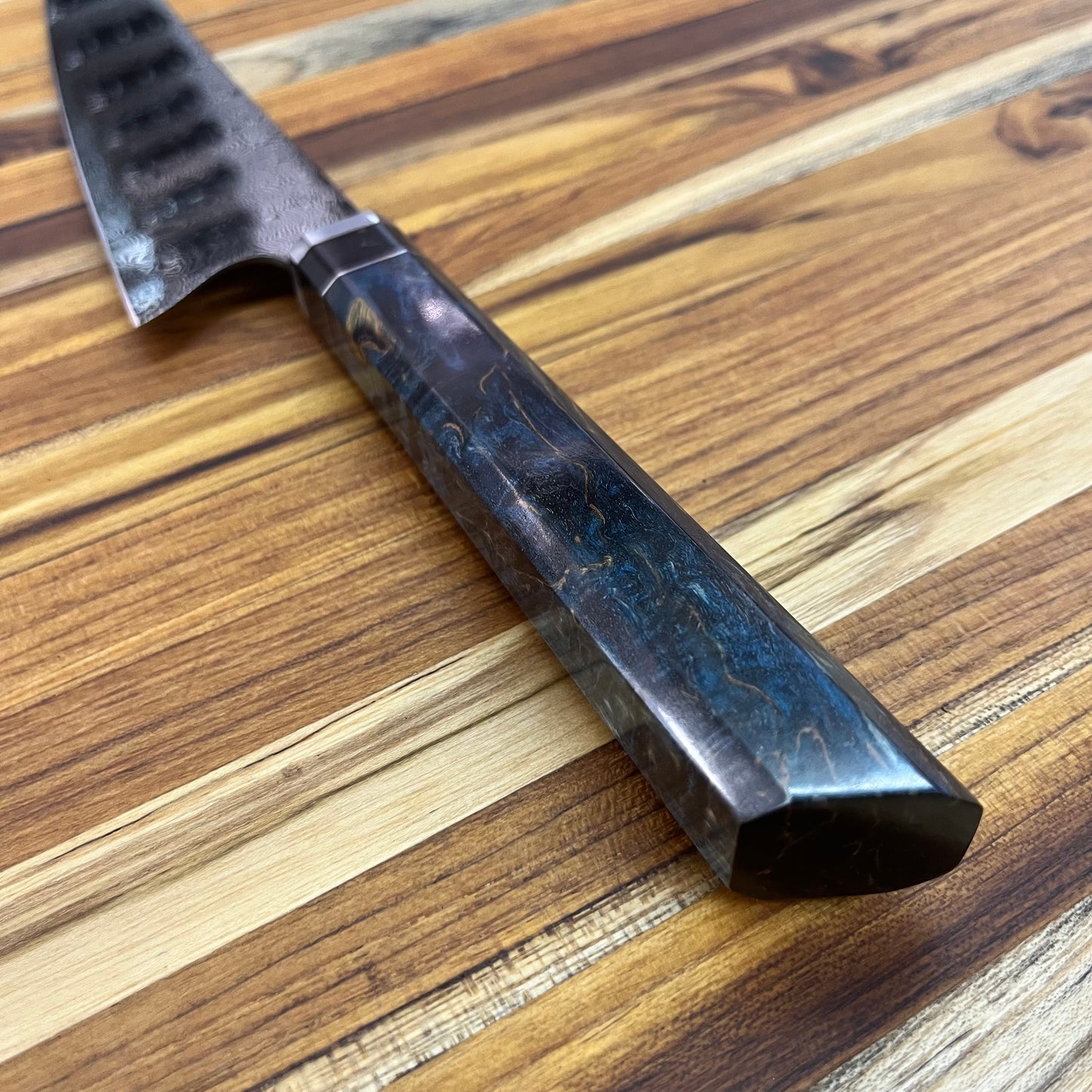 Alfredo Faccipieri 205mm (8") Gyuto w/ Carbon Damascus & Blue Birchwood Burl Handle