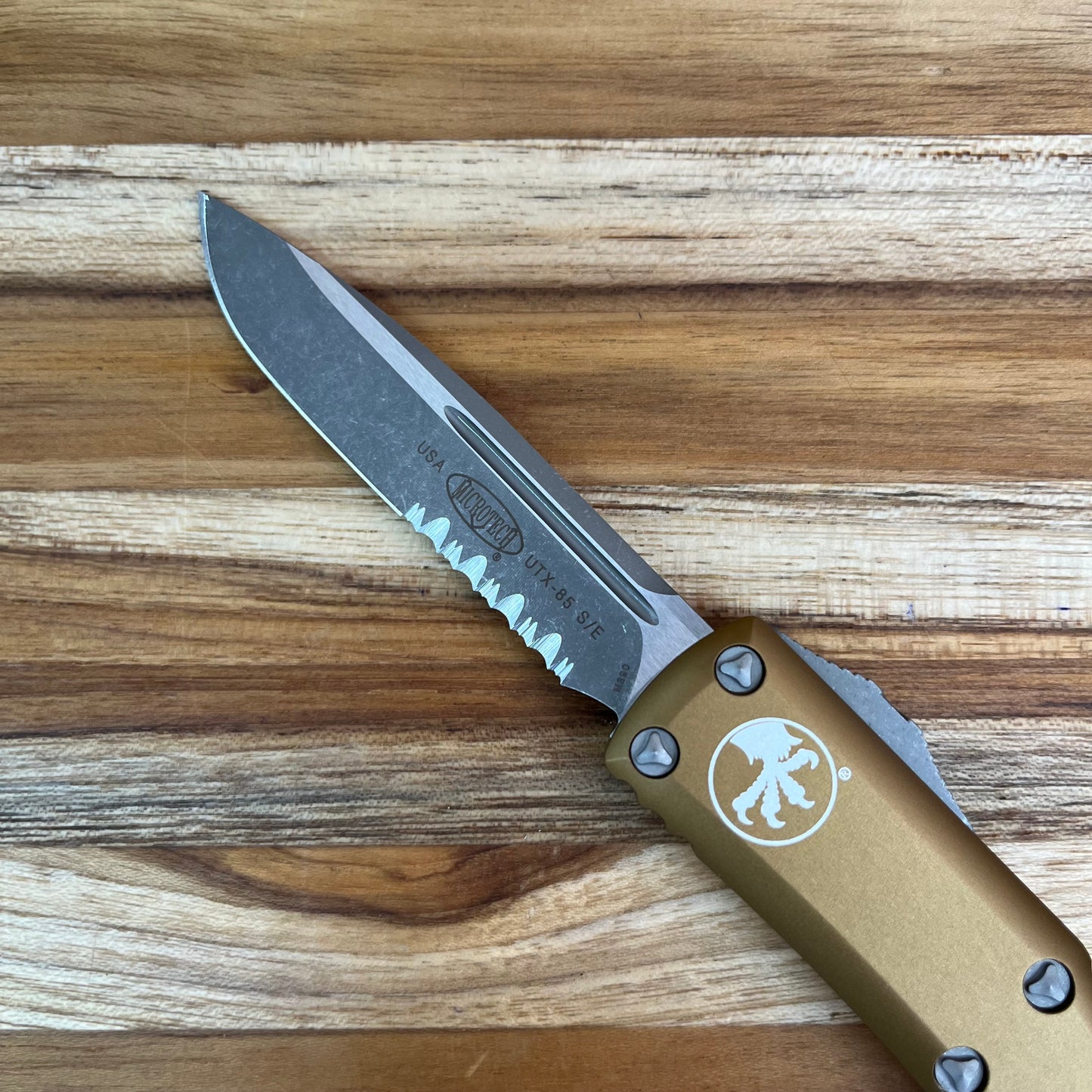 Microtech UTX-85 P/S 3" OTF w/ Tan Aluminum Handle