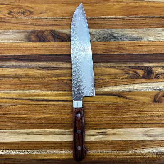 Kikuichi Warikomi Damascus Tsuchime 180mm (7") Santoku
