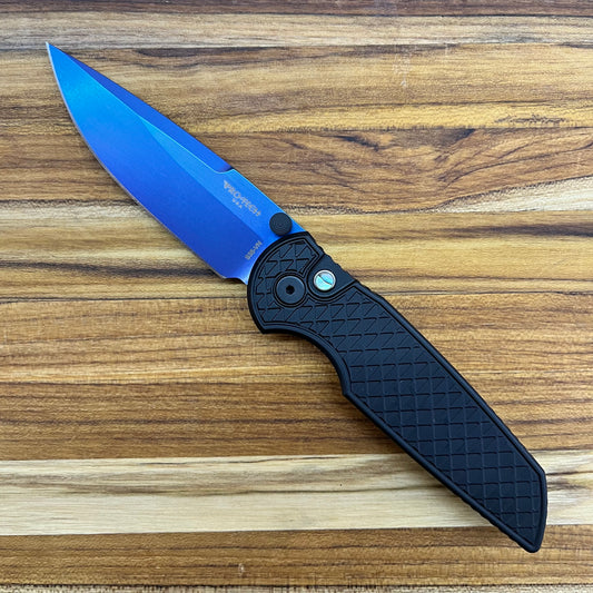 Pro-Tech TR-3 Integrity 3.5" Sapphire Blue Folding Knife w/ Black Relic Textured Handle