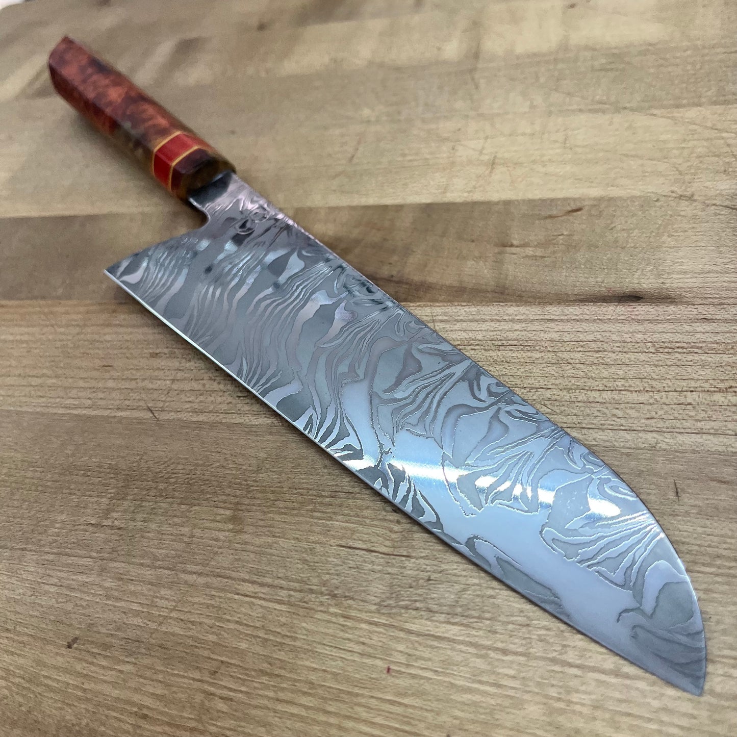 Baldwin Blades 210mm (8.25") Gyuto w/ Red & Orange Maple Burl Handle