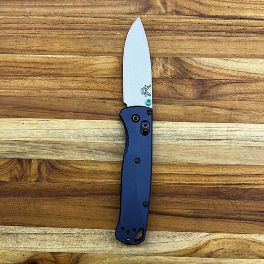Benchmade Bugout 3.25” Folding Knife w/ Crater Blue Aluminum Handle