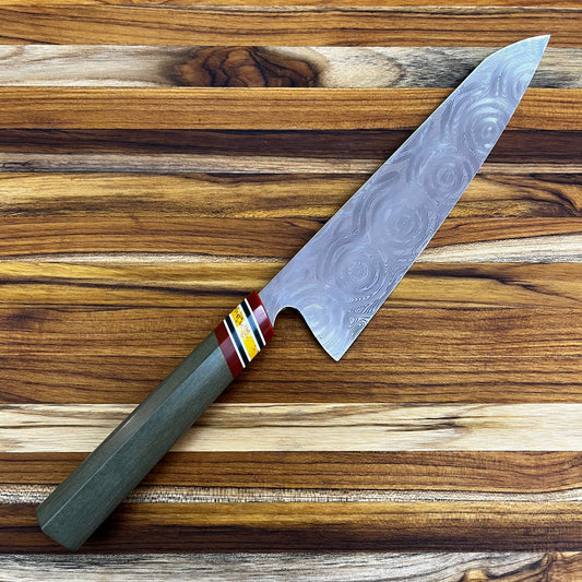 3rd Hill Customs Damasteel 220mm (9.0") Gyuto w/ Vintage Green Richlite Handle