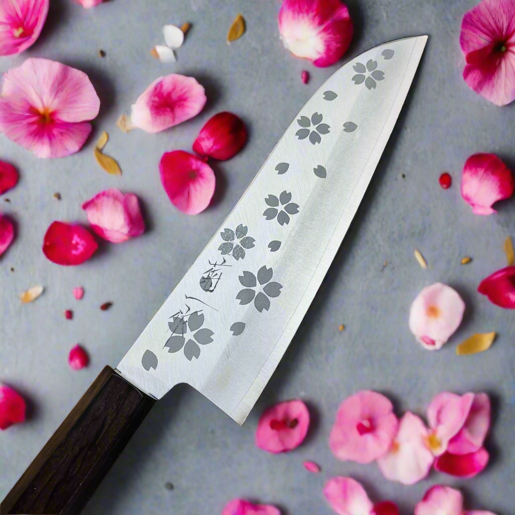 Kikuichi *2024 LIMITED*Sakura Series 150mm Santoku w/ Ebony Wood Kikuichi *2024 LIMITED*Sakura Series 150mm Santoku w/ Ebony Wood