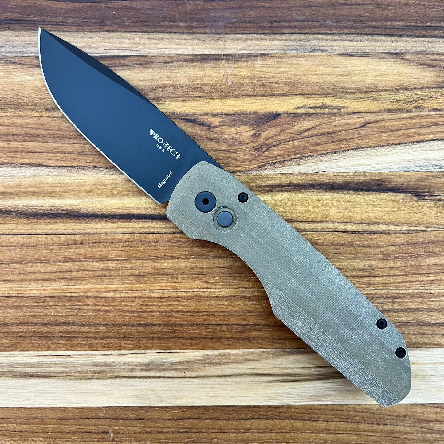 Pro-Tech Vero Synapse 3.5" Auto w/ Green Micarta & Black Aluminum handle