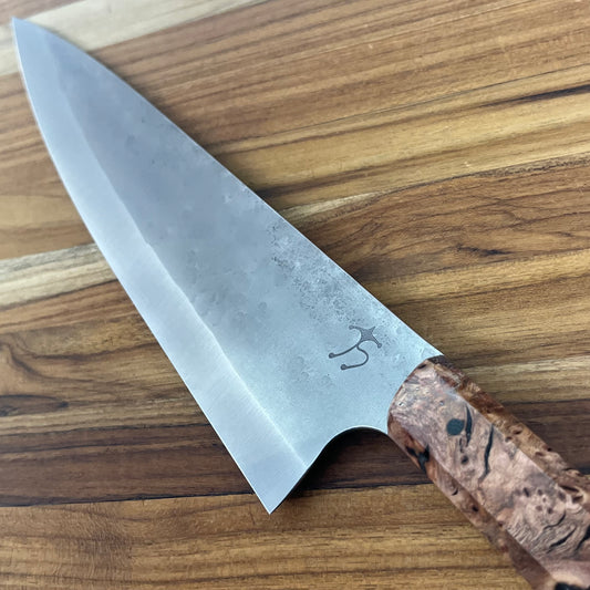 Running Man Forge Ready Series 200mm (8") Chef's Knife w/ Maple Burl Handle