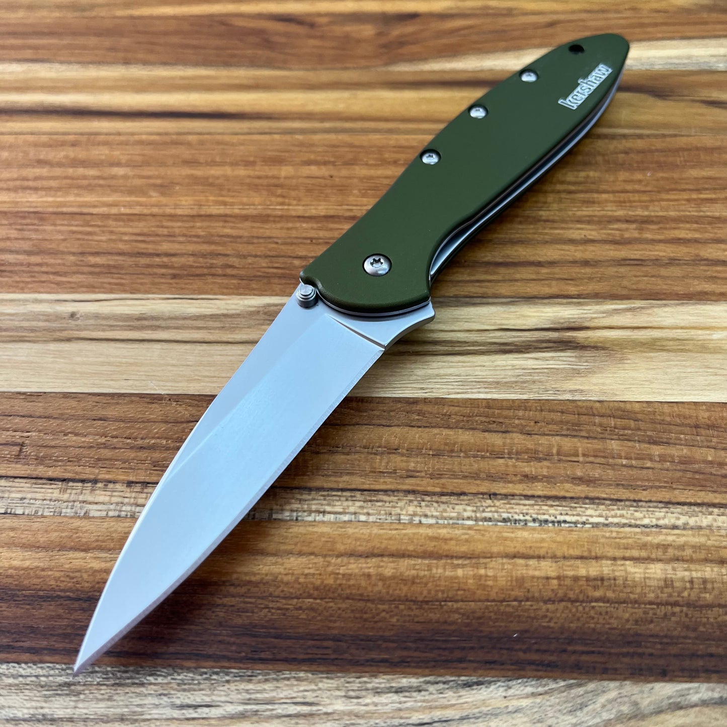 Kershaw Leek 3" Flipping Knife w/ Olive Aluminum Handle