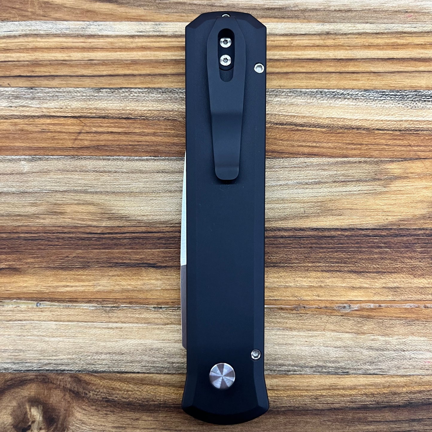 Pro-Tech Godfather 4" Auto w/ Black Aluminum Handle & Pearl Button
