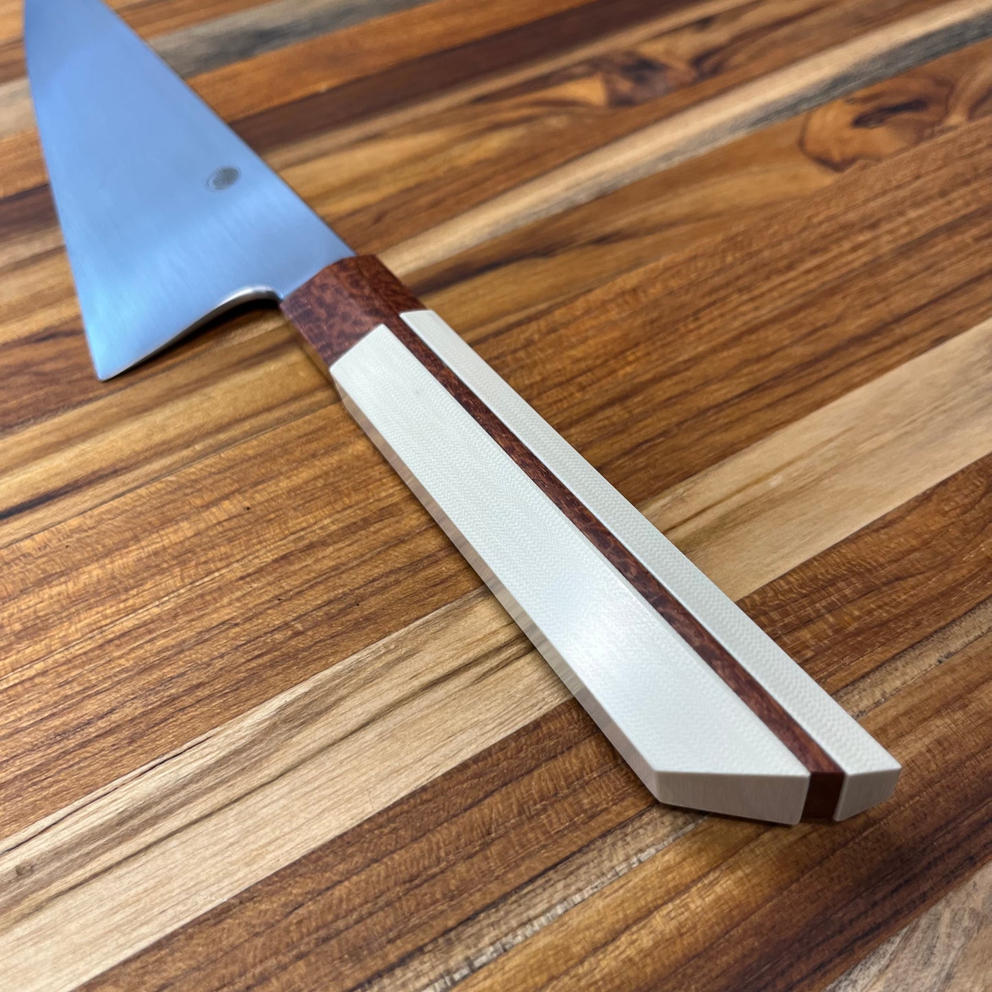 Enceladus 180mm (7") K-Tip Petty w/ Curly Narra & Ivory G10 Handle