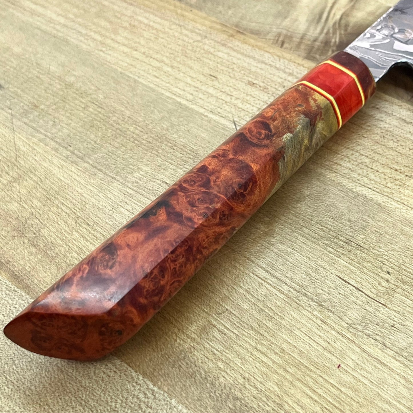 Baldwin Blades 210mm (8.25") Gyuto w/ Red & Orange Maple Burl Handle