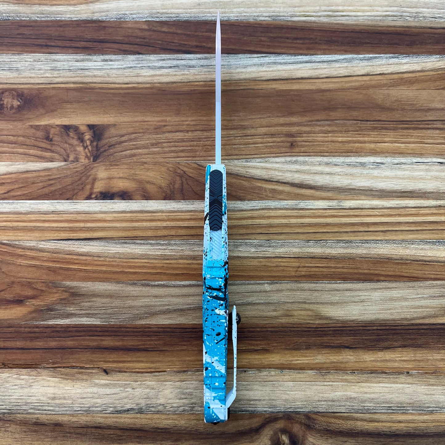 Microtech Combat Troodon Gen III S/E 4" OTF w/ Turquoise/White Black Splatter Aluminum Handle