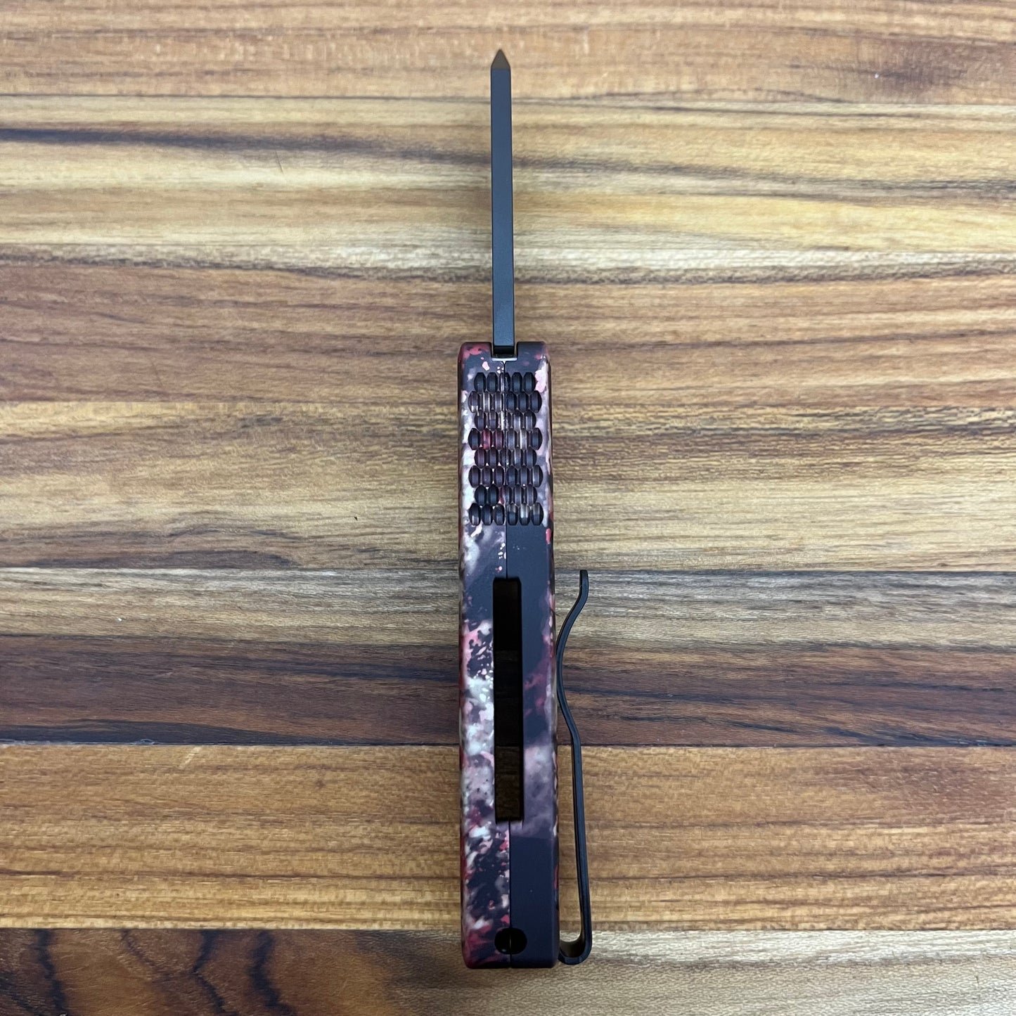 Pro-Tech Runt 5 2" Auto w/ DLC Reverse Tanto Blade & Crimson Tiger Camo Aluminum Handle