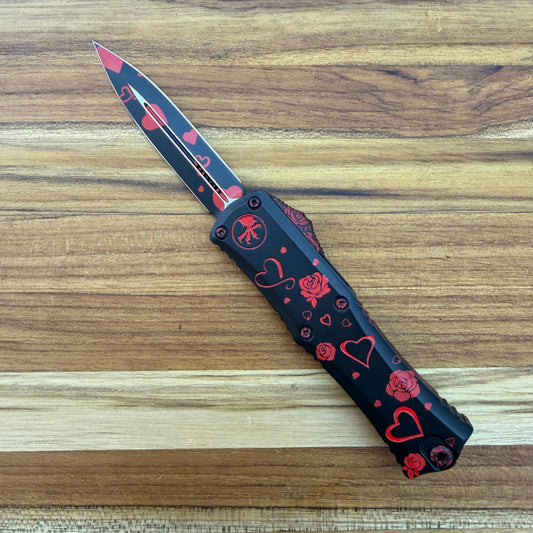 Microtech Hera II Mini D/E 3" OTF w/ Valentine's Day Aluminum Handle