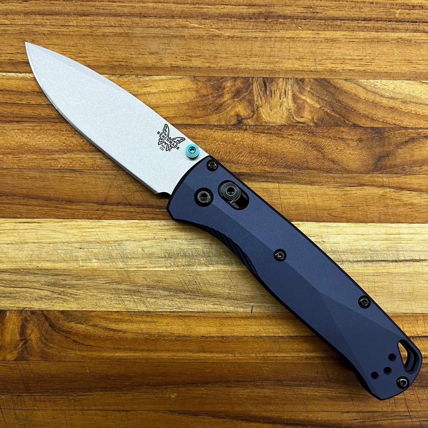 Benchmade Bugout 3.25” Folding Knife w/ Crater Blue Aluminum Handle