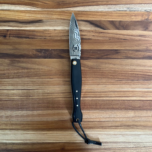 Le Morta Mini Solid 2.75" Folding Knife w/ Damascus Blade and Ivory Handle