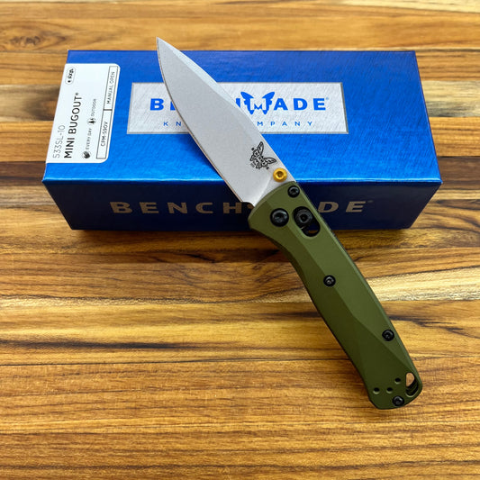 Benchmade Mini Bugout 3” Folding Knife w/ Woodland Green Handle
