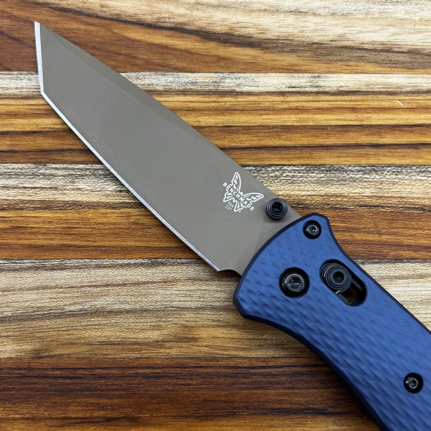 Benchmade Bailout 3.5" Folding Knife w/ Crater Blue Aluminum Handle