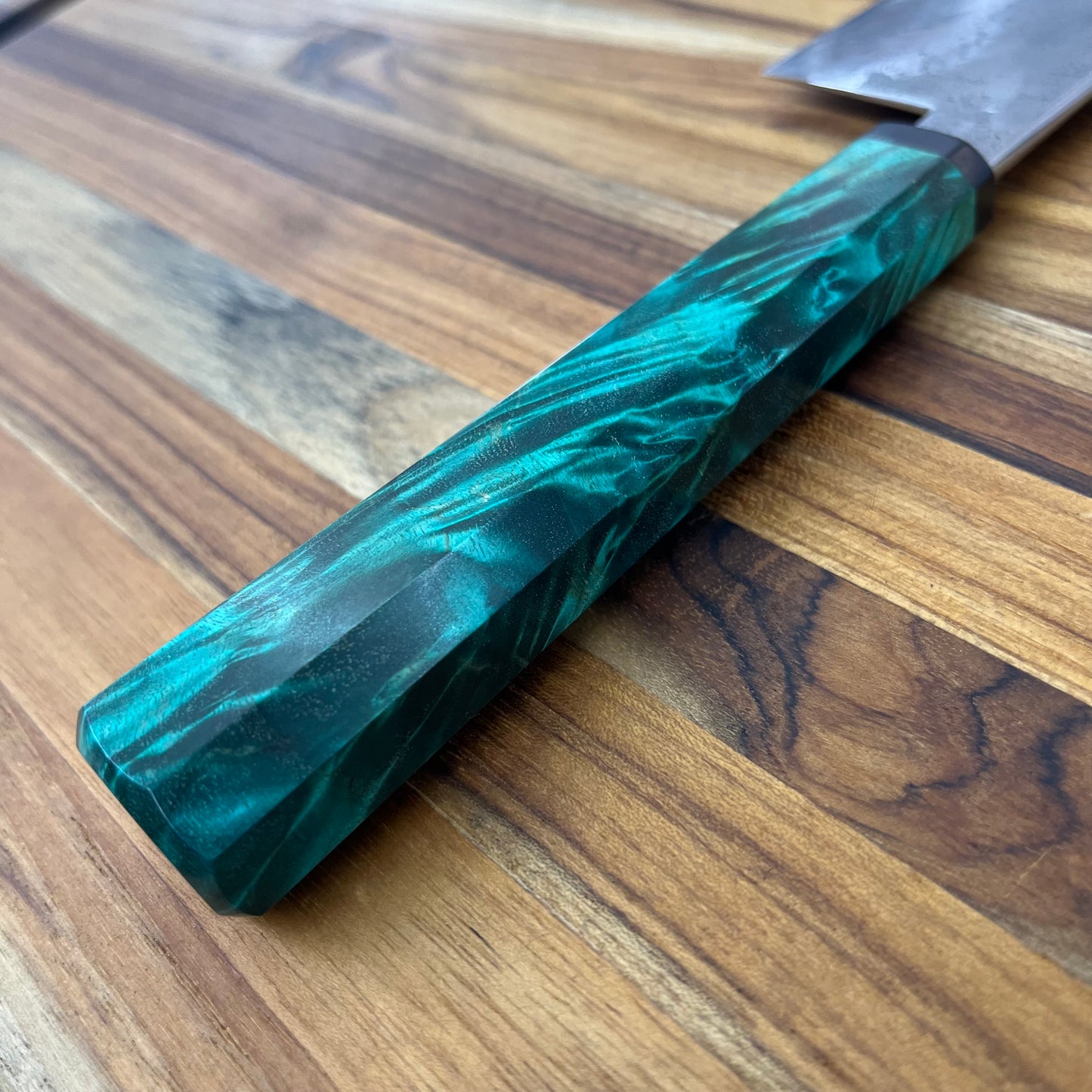 Patterson Forge Custom 230mm (9") Chef's Knife w/ Stabilized Green Maple Handle