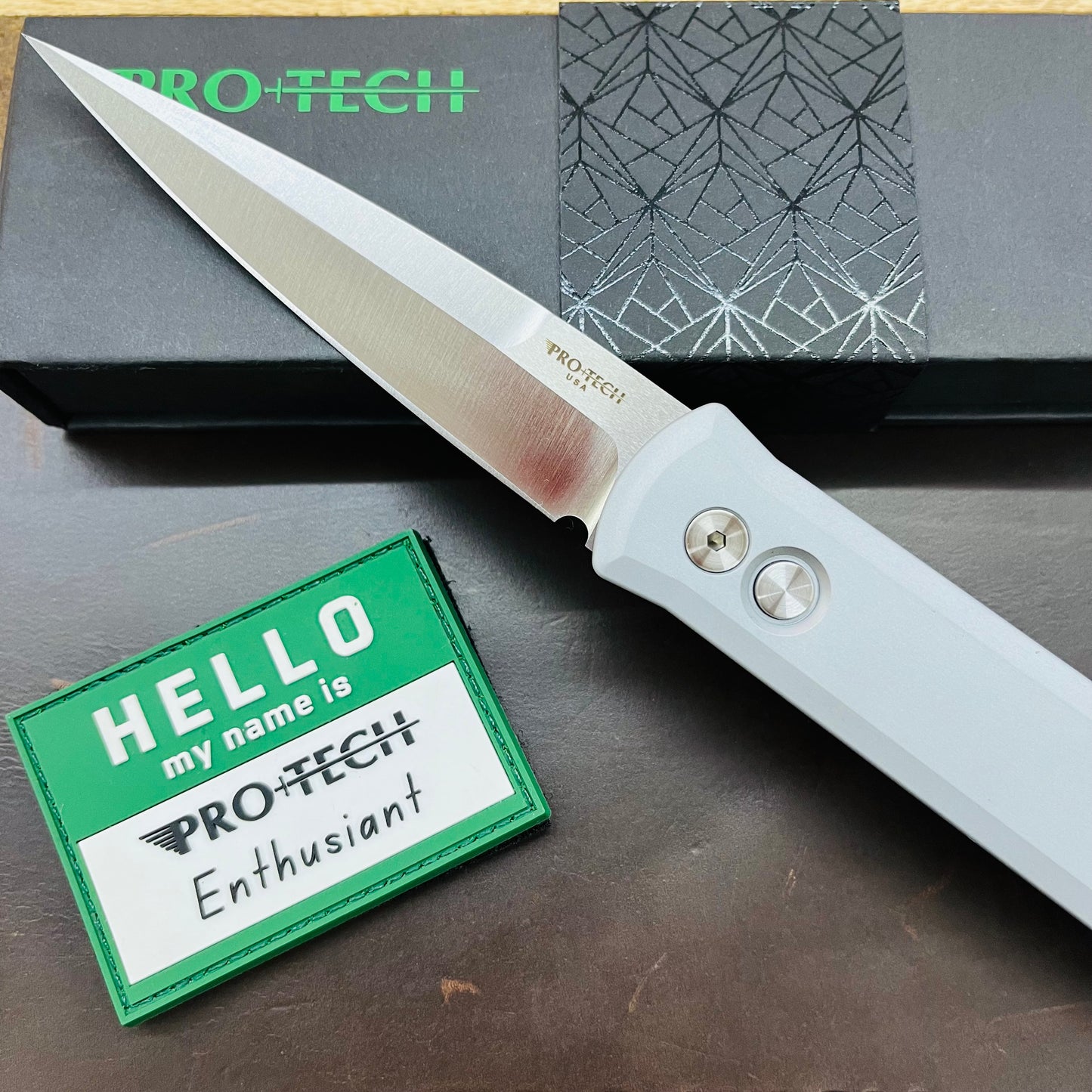 Pro-Tech Godfather 4" Satin Auto w/ Satin & Grey Handle