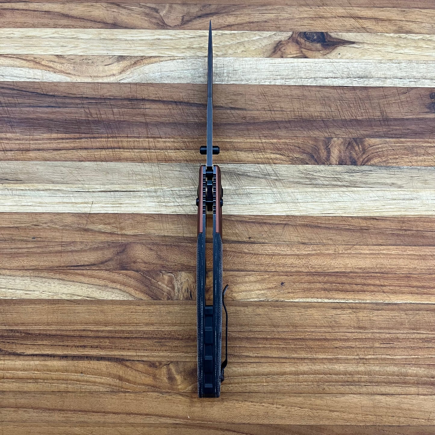 Benchmade Crooked River 4" Folding Knife w/ Burnt Copper Aluminum & Black Canvas Micarta Handle