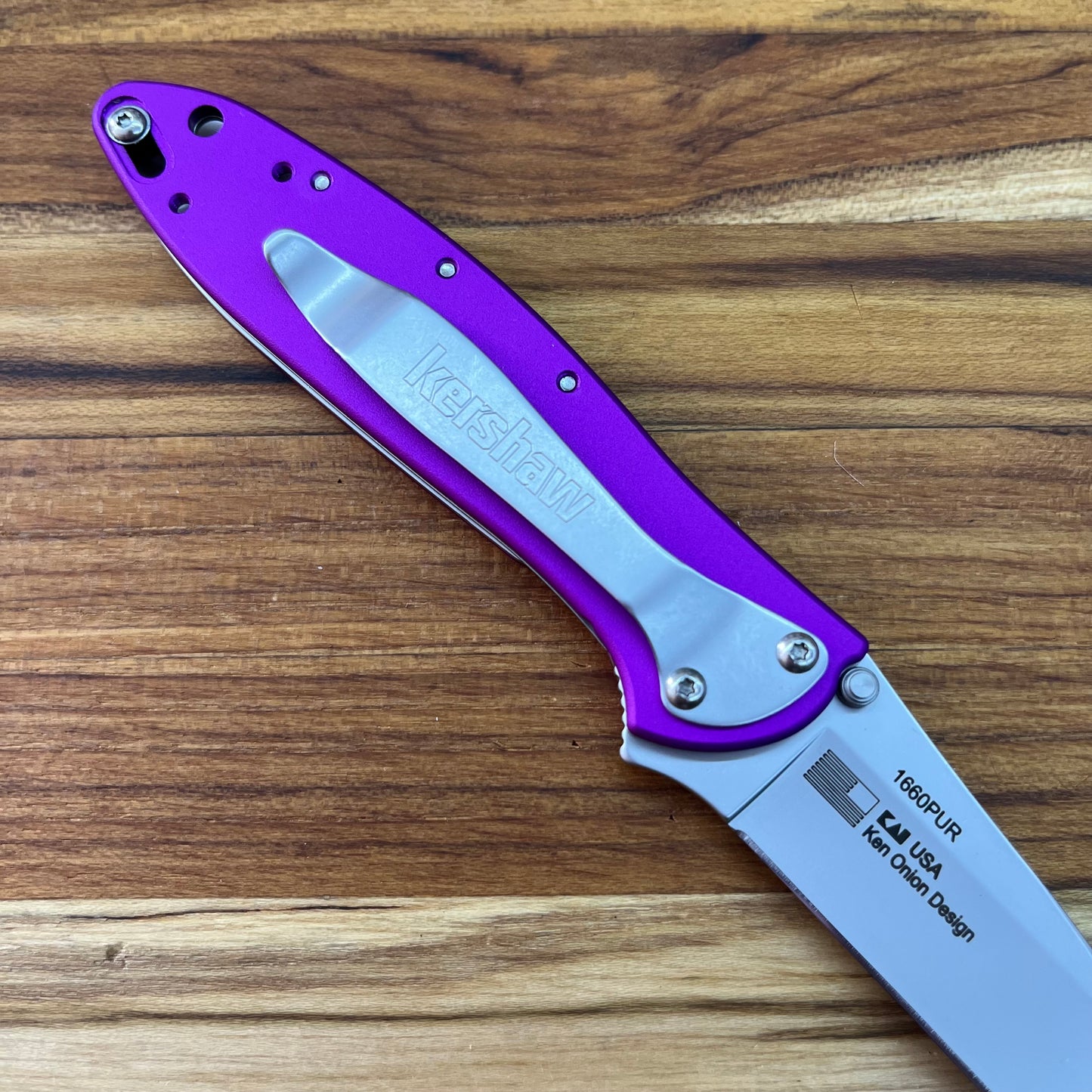Kershaw Leek 3" Flipping Knife w/ Purple Aluminum Handle