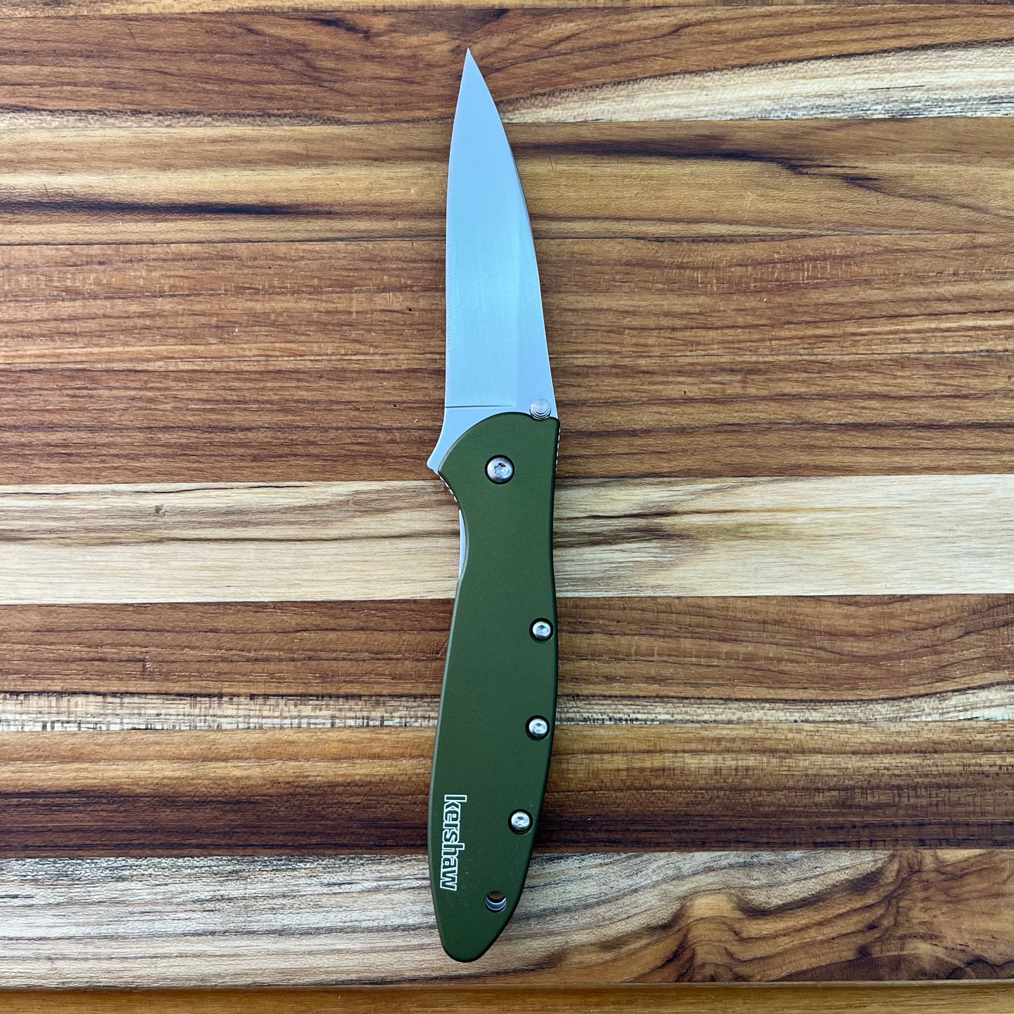 Kershaw Leek 3" Flipping Knife w/ Olive Aluminum Handle