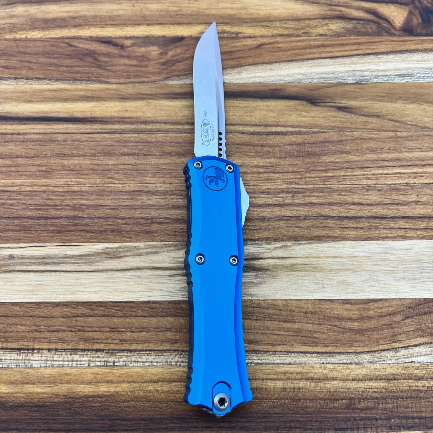 Microtech Hera II Mini Recurve 3" OTF w/ Blue Aluminum Handle