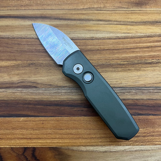 Pro-Tech Runt 5 2" Auto w/ Wharncliffe Blade & Green Aluminum Handle