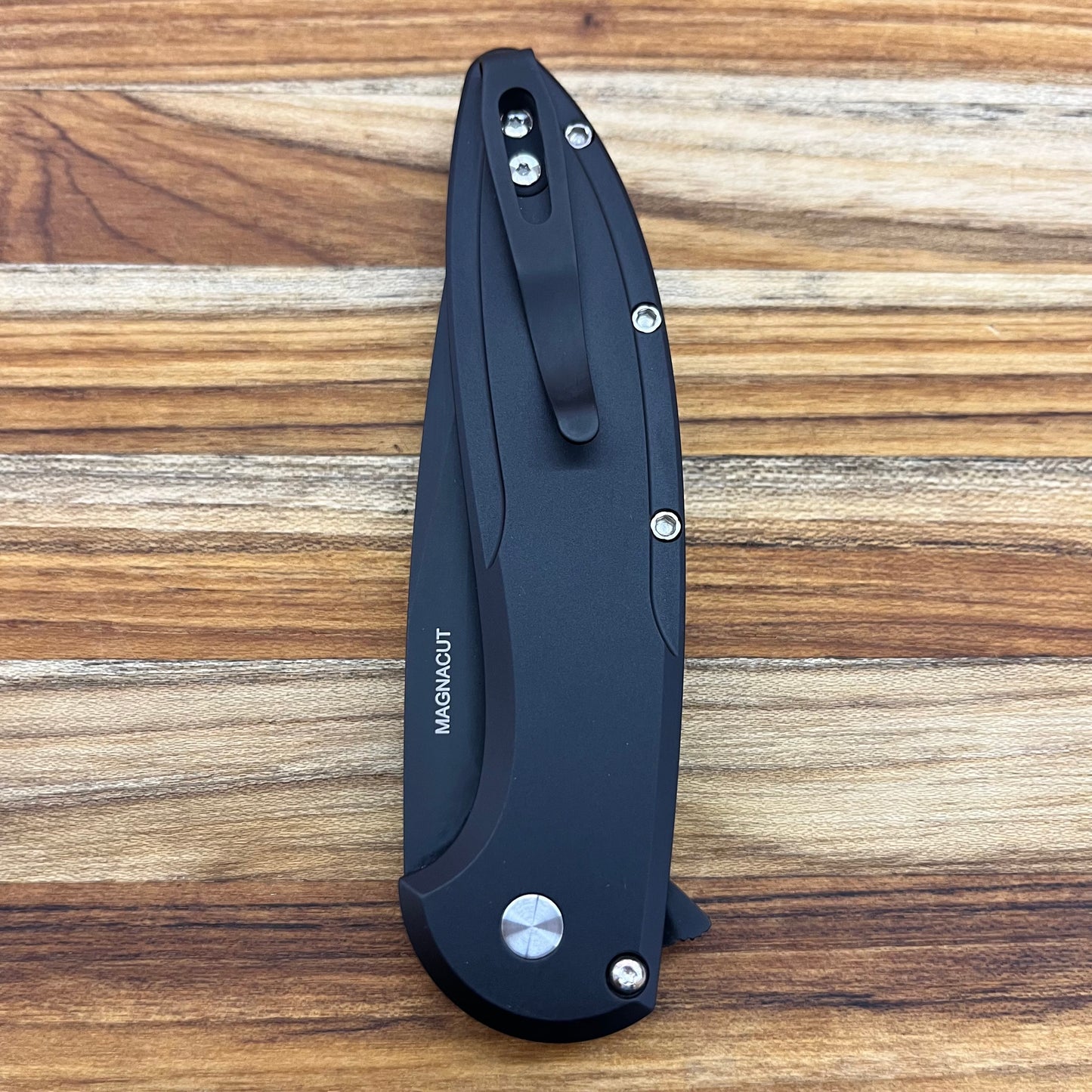Pro-Tech *Limited Edition* Cambria Flipper 3.5" Folding Knife w/ Black Lip Pearl on Black Aluminum & TechnoCarbo Blue Inlay