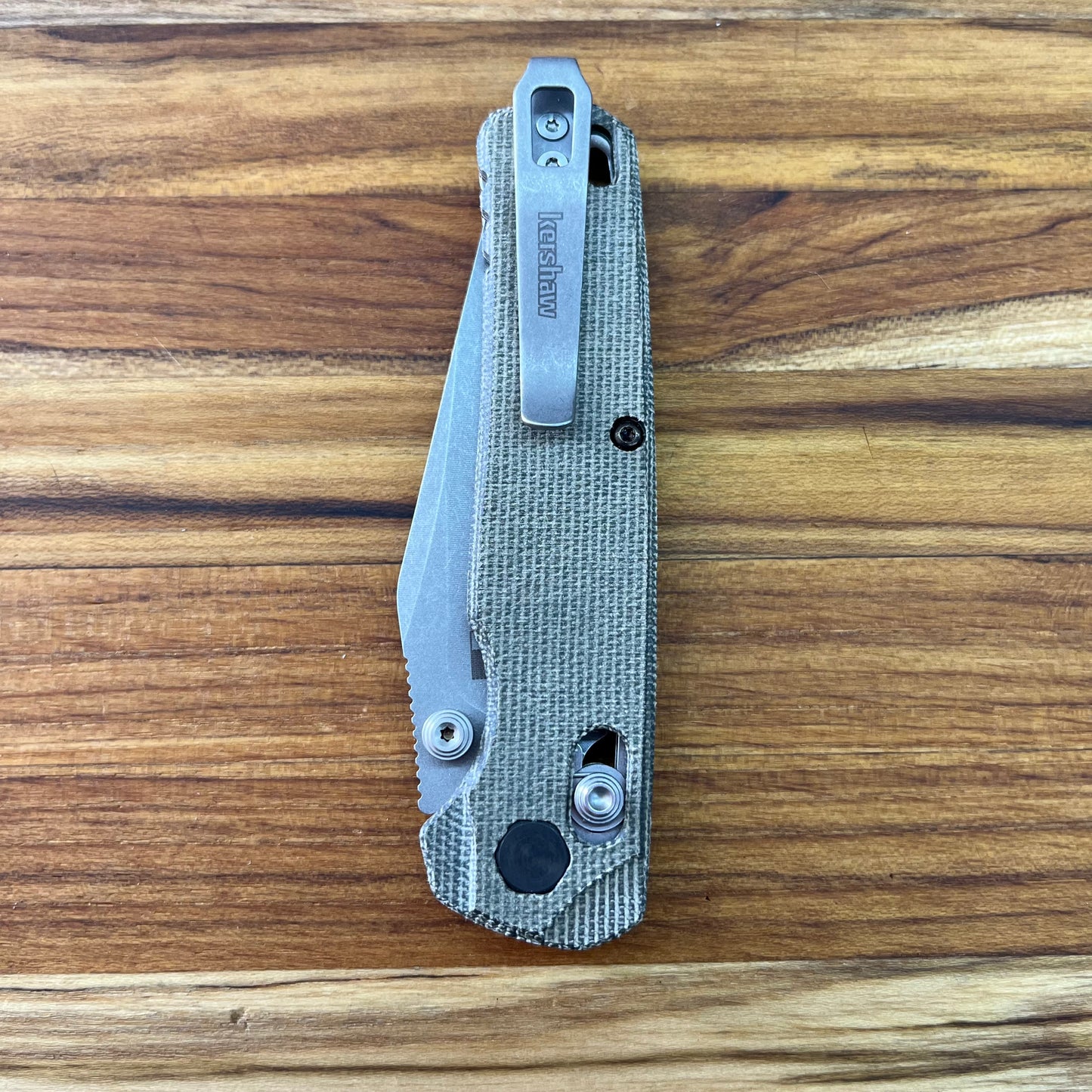 Kershaw Bel Air Clip Point 3" Folding Knife w/ Olive Canvas Micarta Handle