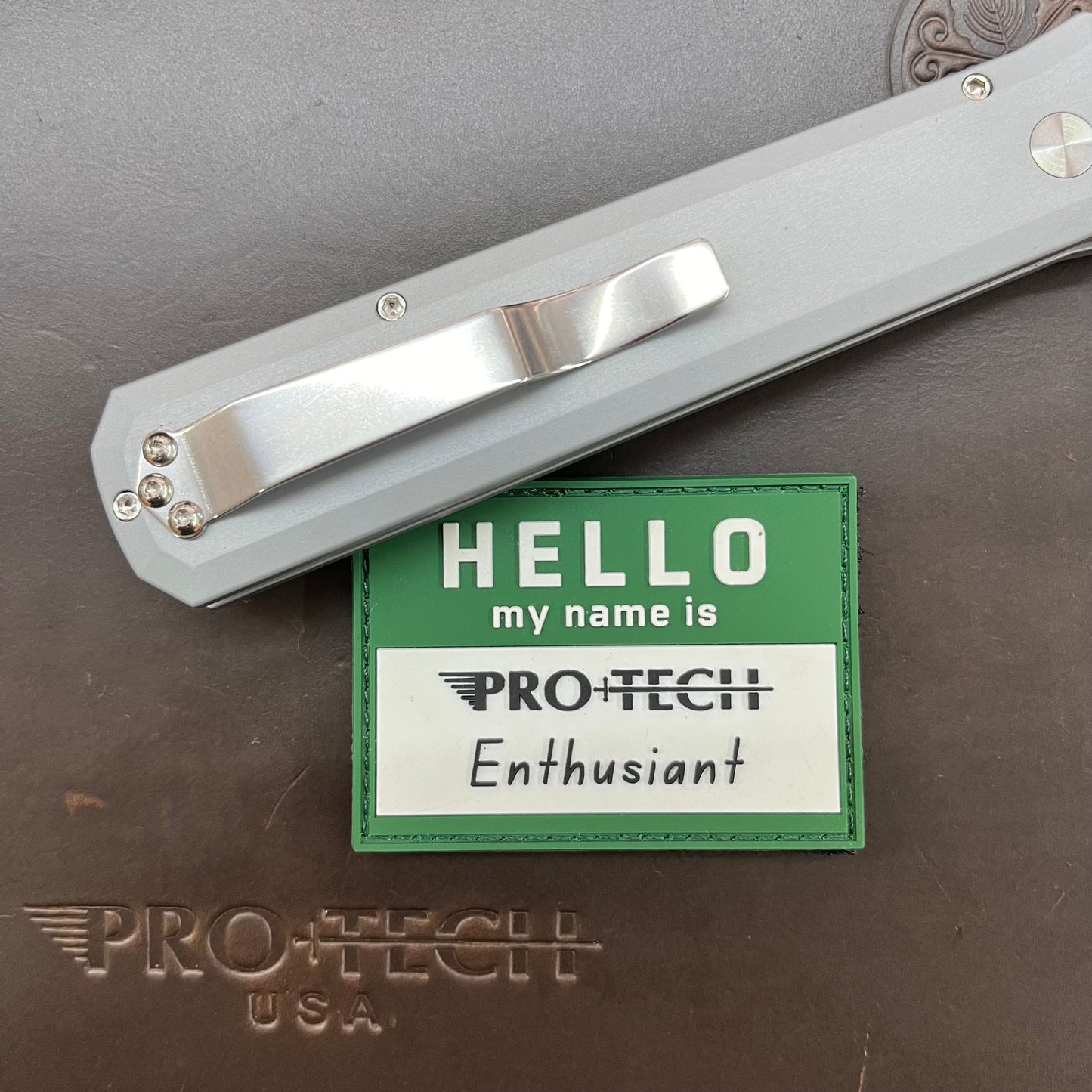 Pro-Tech Godfather 4" Satin Auto w/ Satin & Grey Handle