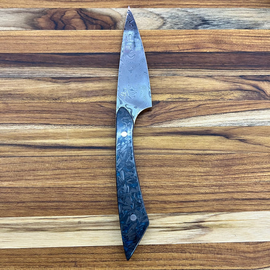 Studio Blade PFDC 4.25" Damasteel Steak Knife Gray/Blue Carbon Fiber/Resin