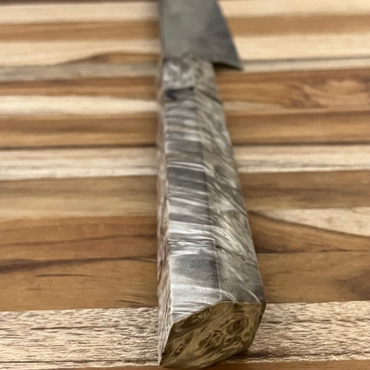 Alfredo Faccipieri Artisanal 240mm (9.5") Sujihiki w/ Damasteel Bjorkman Damascus and Gray Chestnut Handle