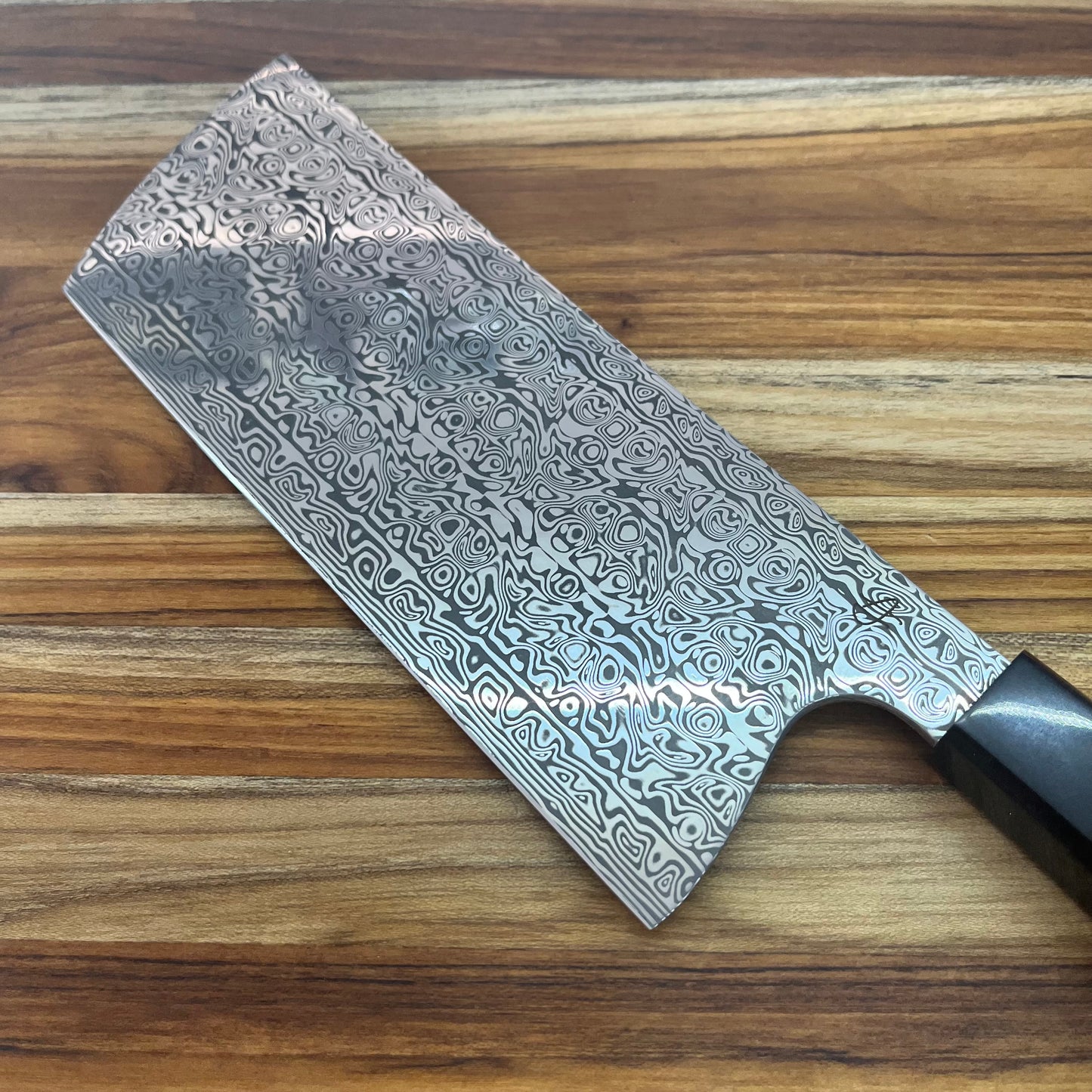 Alfredo Faccipieri 160mm (6.25") Big Nakiri w/ Damasteel & Chestnut Burl Handle