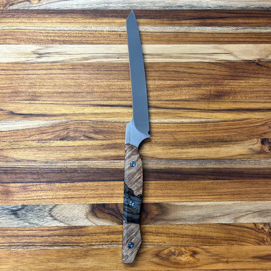 Meglio Semi-Custom 6" Satin Offset Boning Knife w/ Maple & Resin Handle